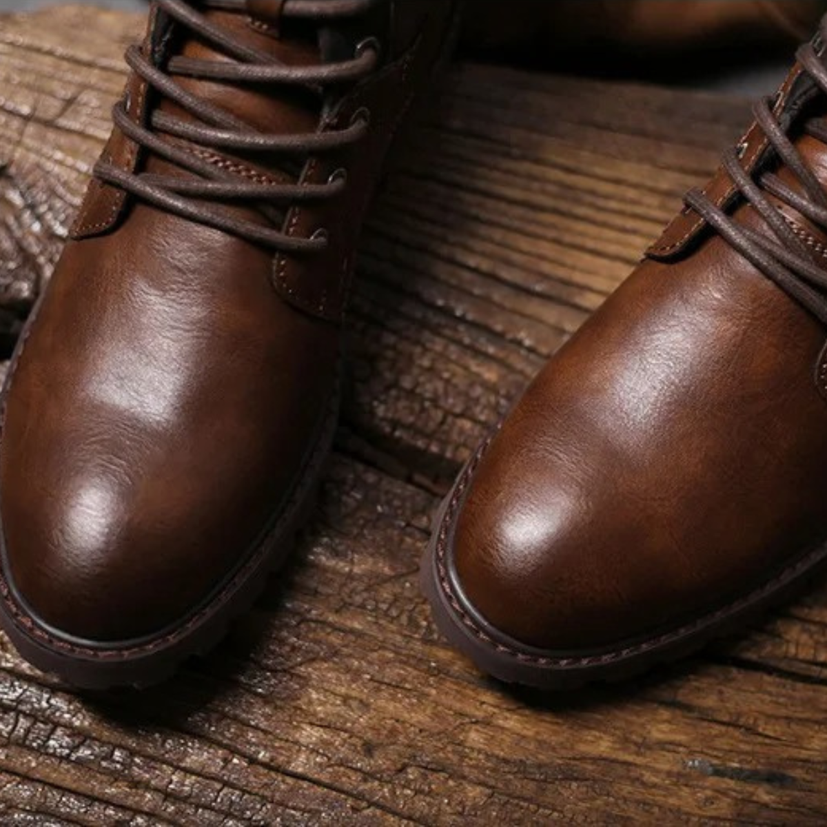 Tough Leather Military Style Ankle Boots