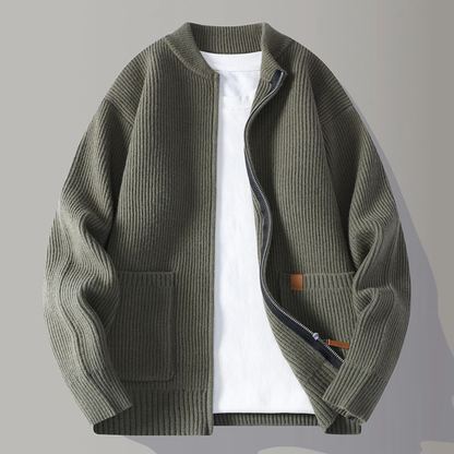 Relaxed Fit Men's Zip Up Cardigan Sweater