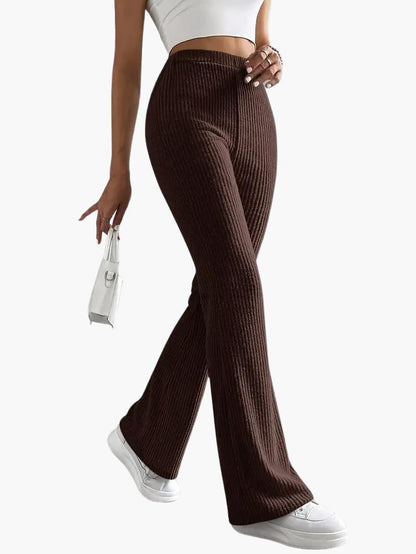 Soft High Waisted Knit Trousers for Women – Relaxed Fit Pants