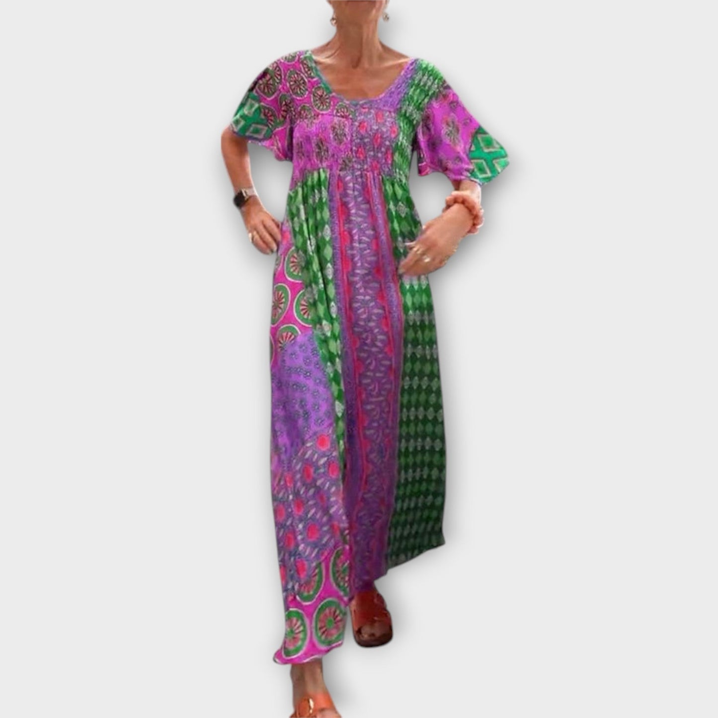 Vibrant Floral Maxi Dress for Women