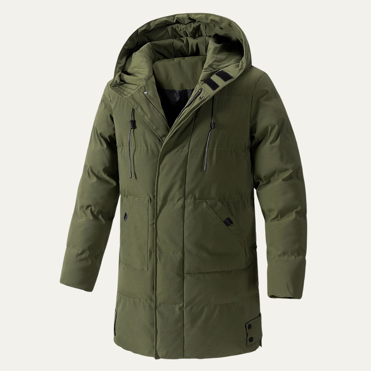 Warm Men's Puffer Parka Jacket with Pockets