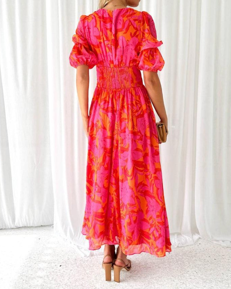 Beautiful Long Red Pink Evening Dress