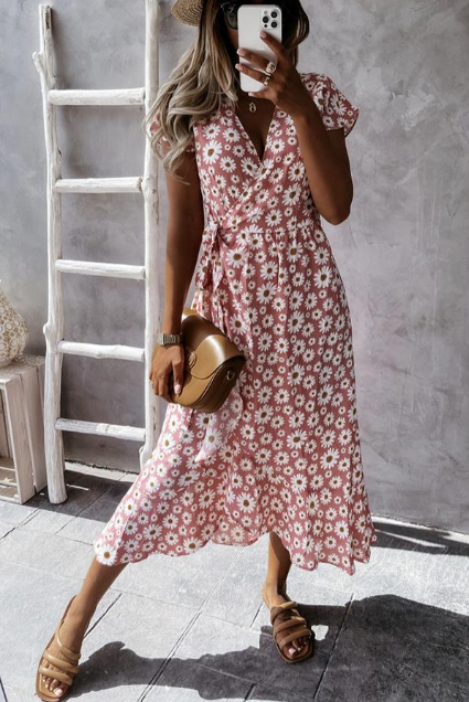 Loose Fit Floral A-Line Summer Dress