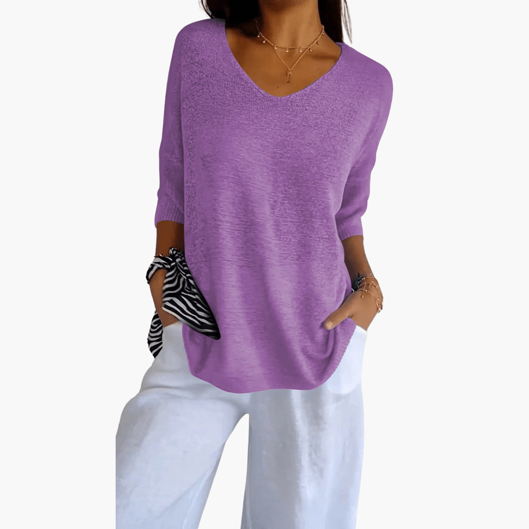 Relaxed Fit V-Neck Tee for Women