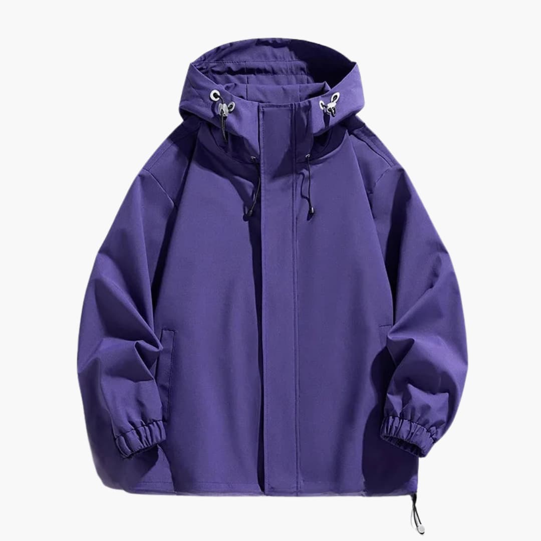 Waterproof Hooded Zip Up Mens Jacket with Adjustable Hem