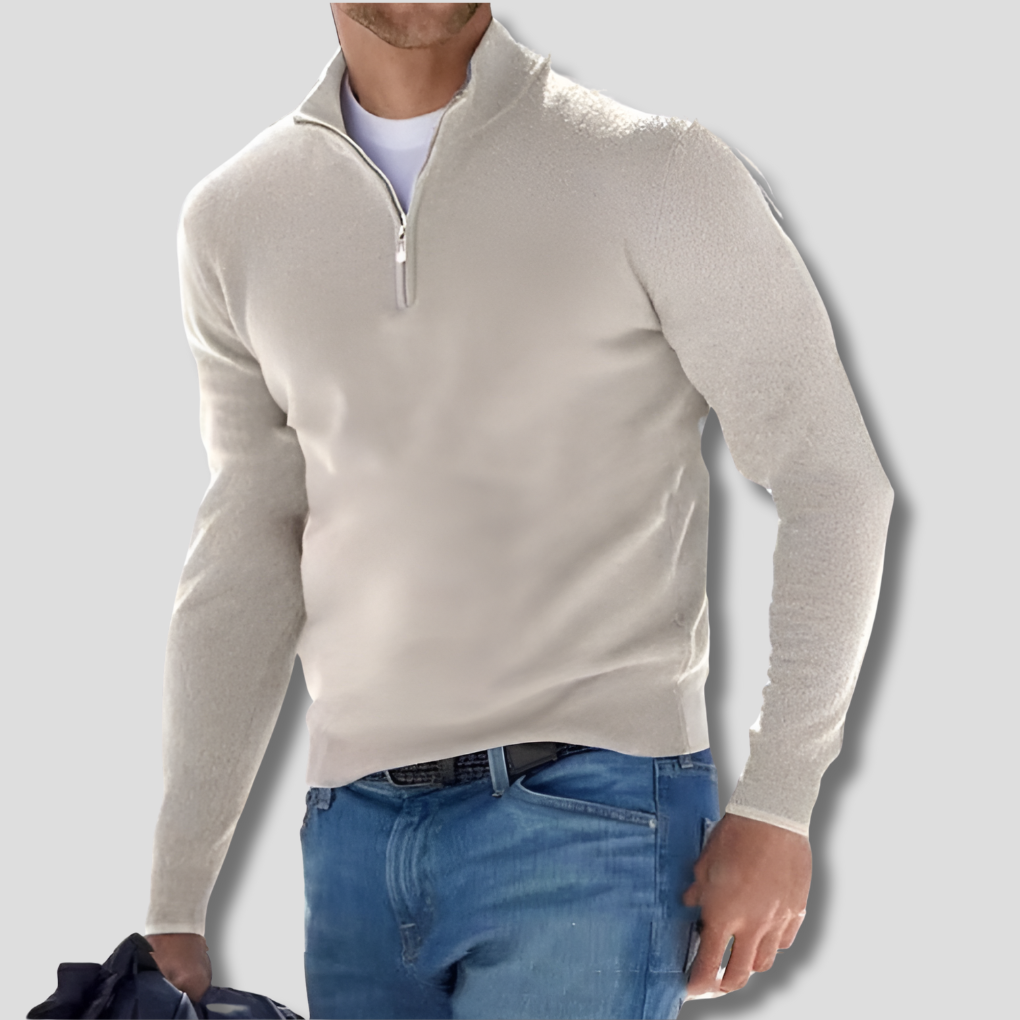 Classic Zip Neck Cotton Sweater