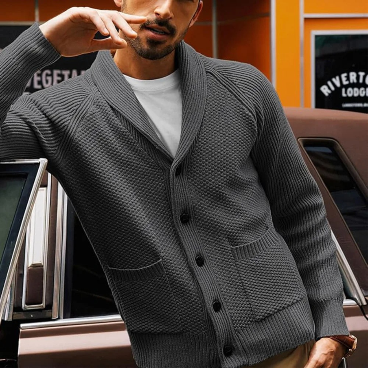 Classic Men's Button Front Sweater Cardigan