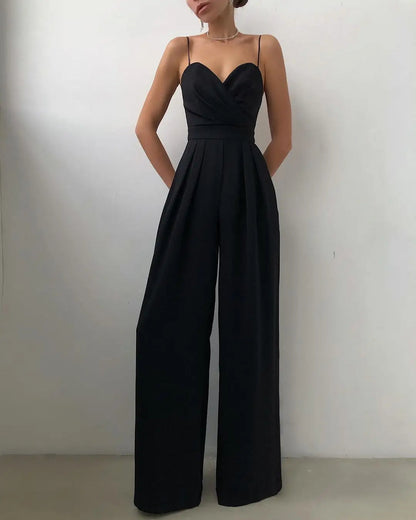 Comfortable Capri Jumpsuit with High Waist and Flare Legs
