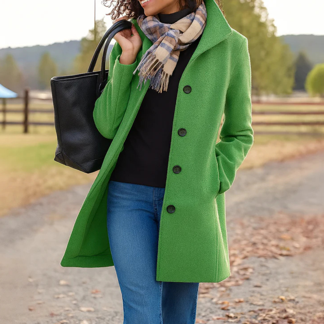 Ladies Classic Long Button Coat