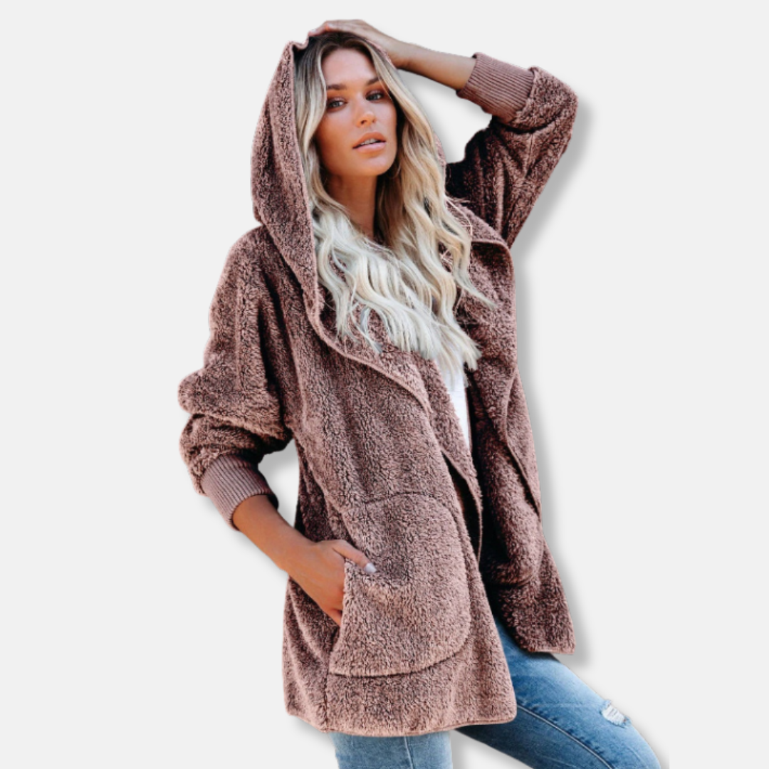 Cozy Women's Hooded Fleece Cardigan with Pockets
