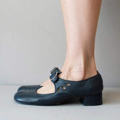 Classic Low Heel Leather Shoes for Women