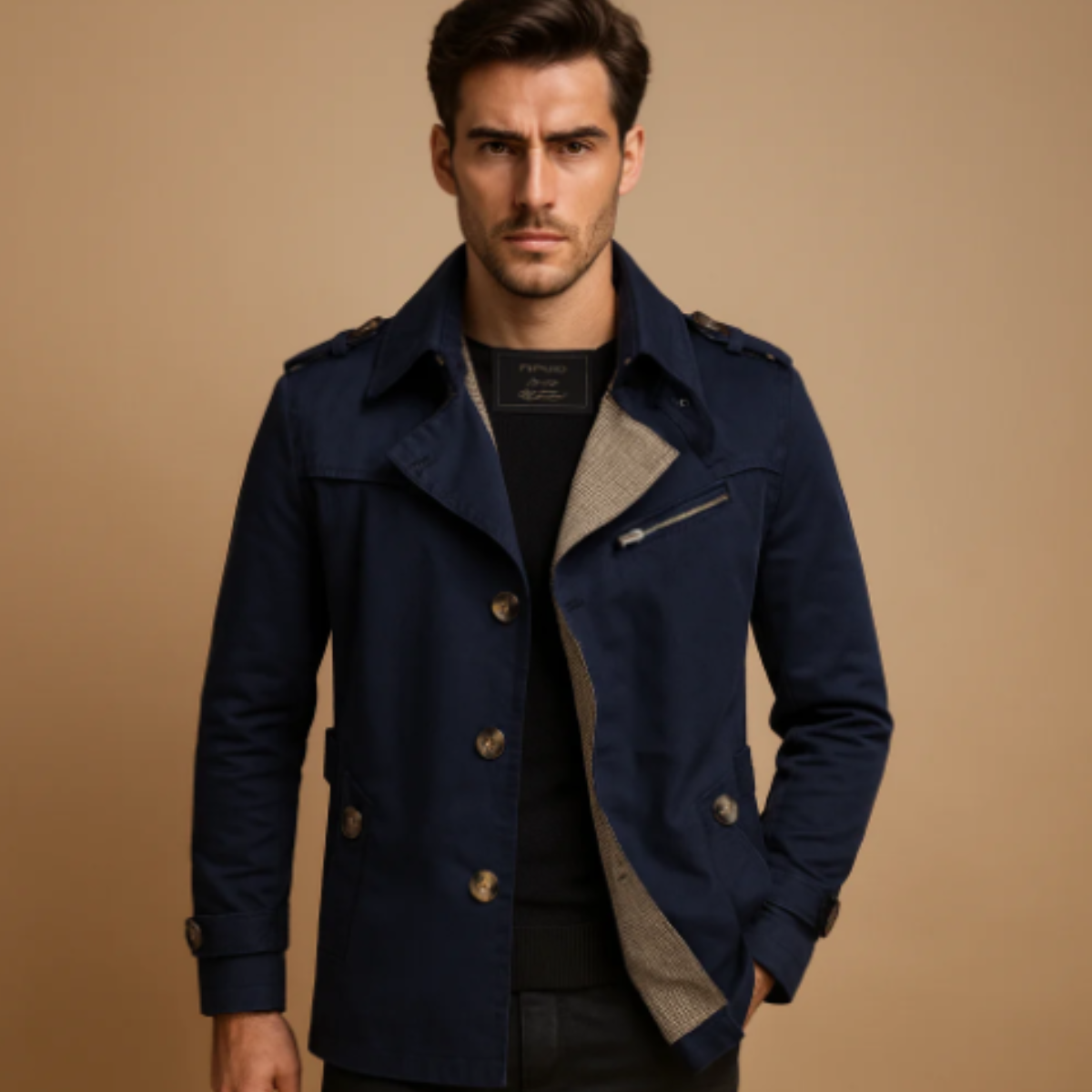 Classic Men's Double Breasted Water Repellent Trench Coat