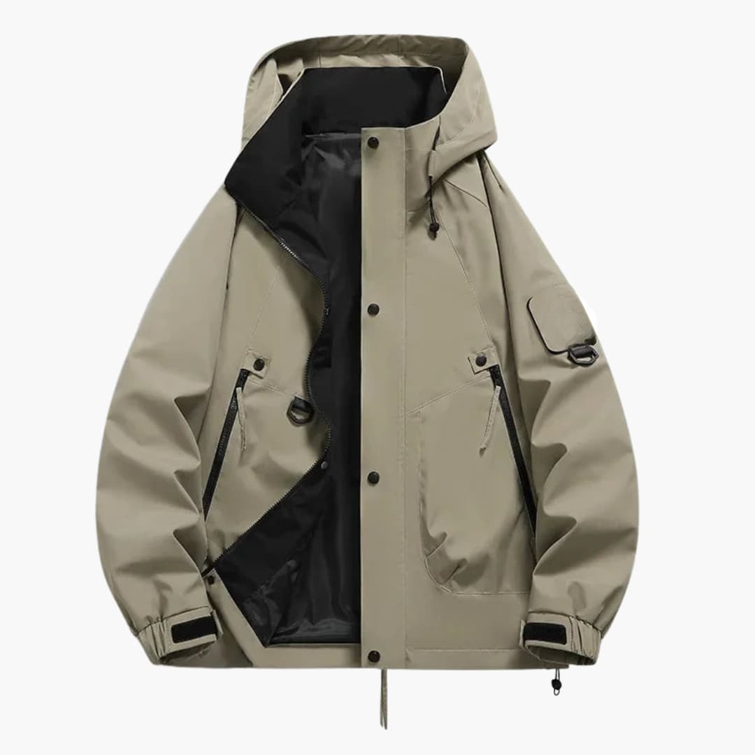 Waterproof Snow Jacket with Hood and Zip Pockets