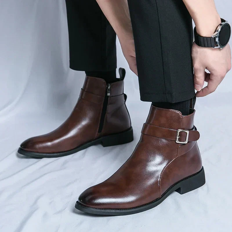 Smart Mens Leather Ankle Boots
