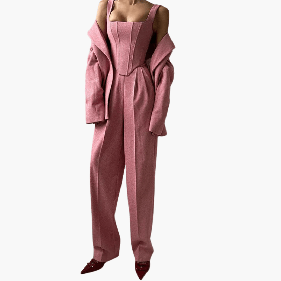 Women's Fitted Blazer Pantsuit - Chic and Professional