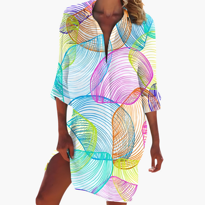 Ladies Long Sleeve Button Front Dress