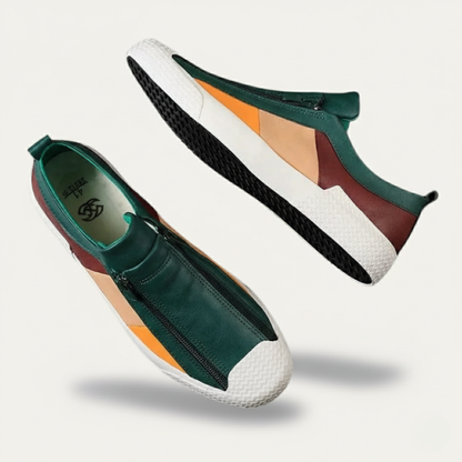 Premium Men's Leather Zip Sneakers