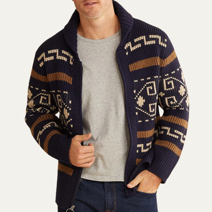 Luxury Men's Cashmere Crew Neck Cardigan Sweater