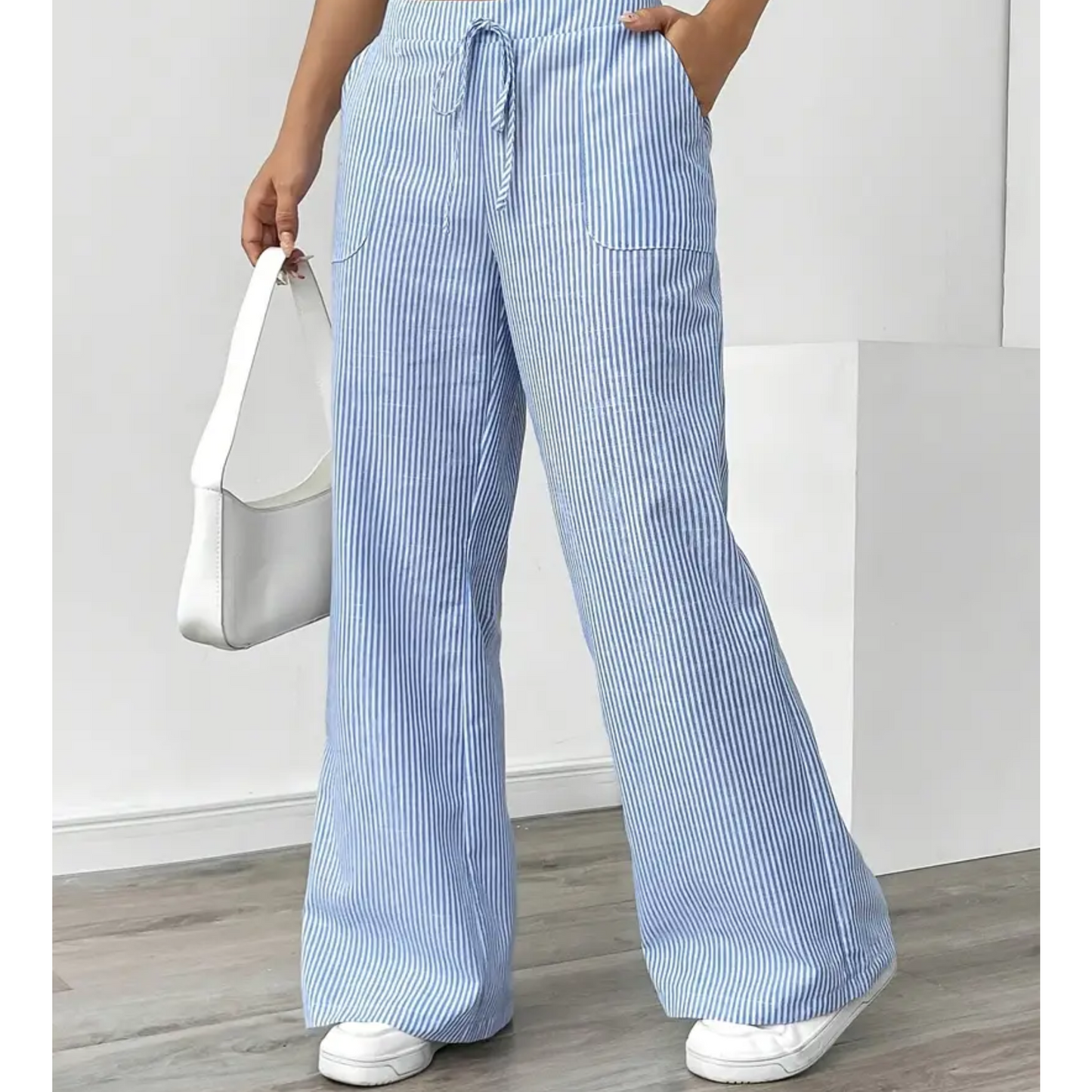 Comfortable Stripe Pants With Side Pockets