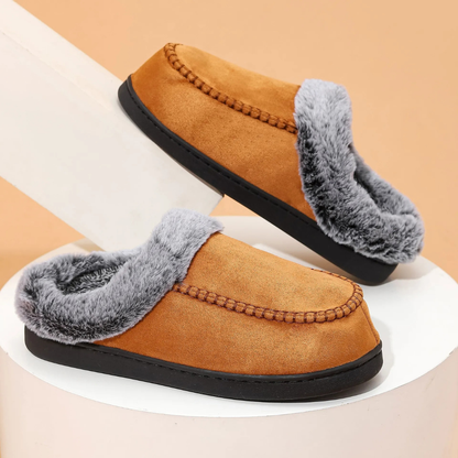 Warm Mens Faux Fur Lined House Slippers