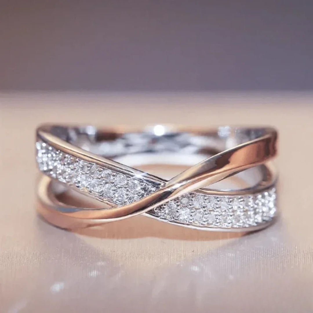 Classic Braided Sterling Silver Zirconia Ring - Nocini