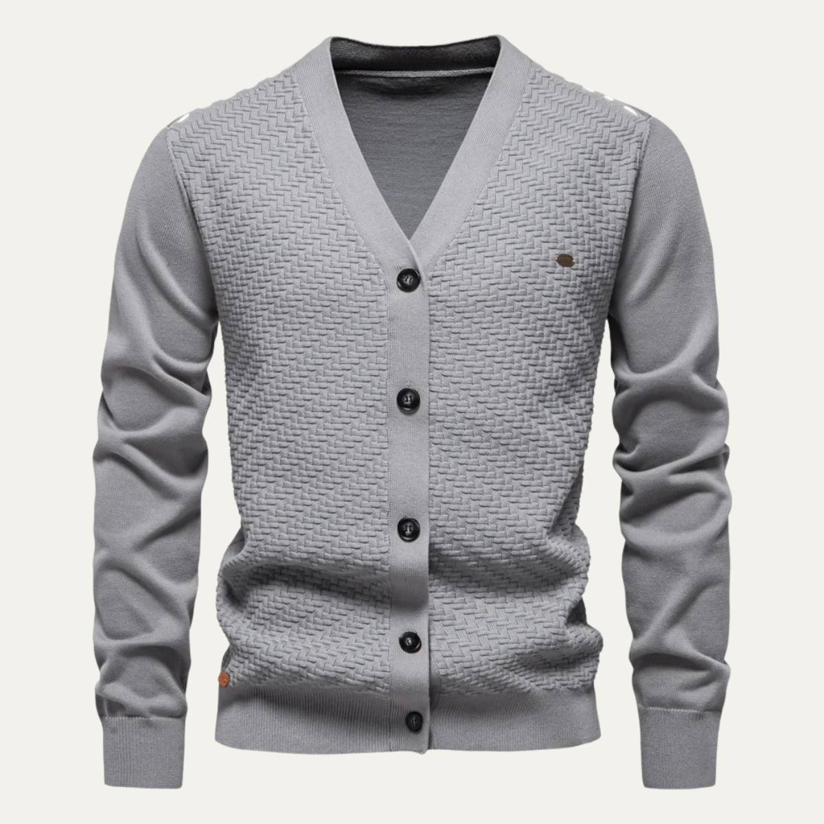 Rugged Mens Cable Knit V Neck Cardigan Sweater