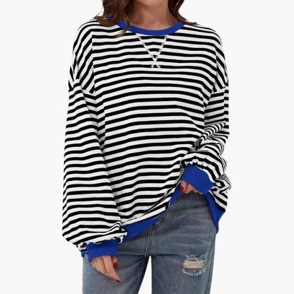 Relaxed Fit Women's Stripe Sweatshirt – Soft Long Sleeve Top