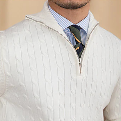 Classic Men's Cable Knit Half Zip Sweater