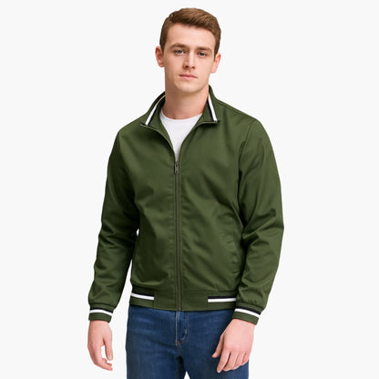 Men's Zip Up Jacket with Striped Bottom