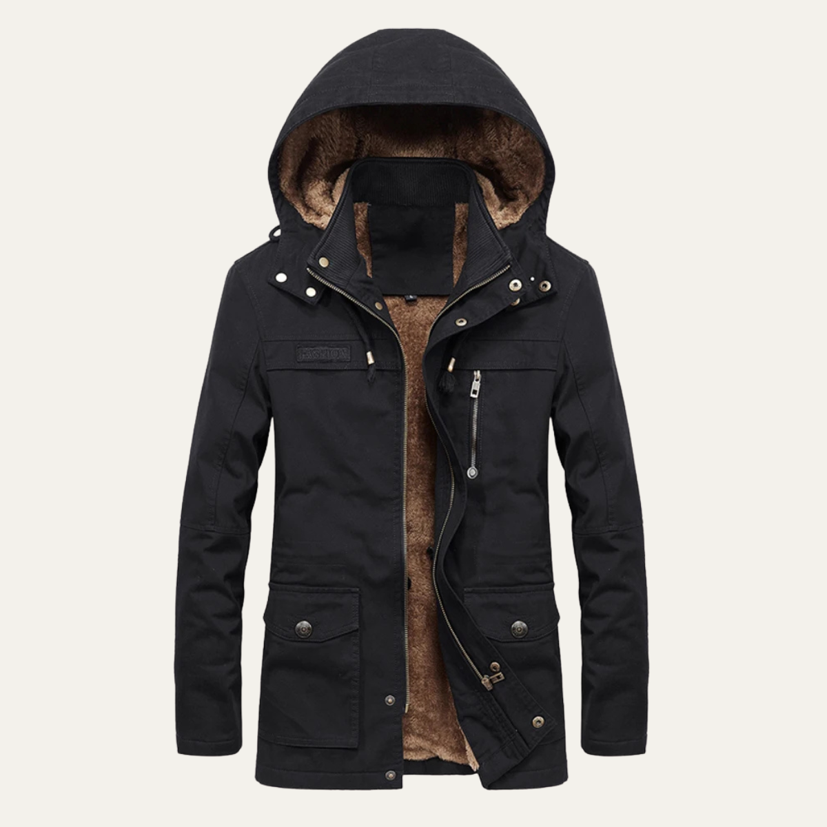 Thermal Men's Fleece Hooded Parka with Multiple Pockets - Nocini