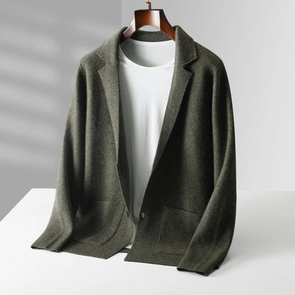 Comfortable Men's Merino Wool Crew Neck Cardigan Sweater