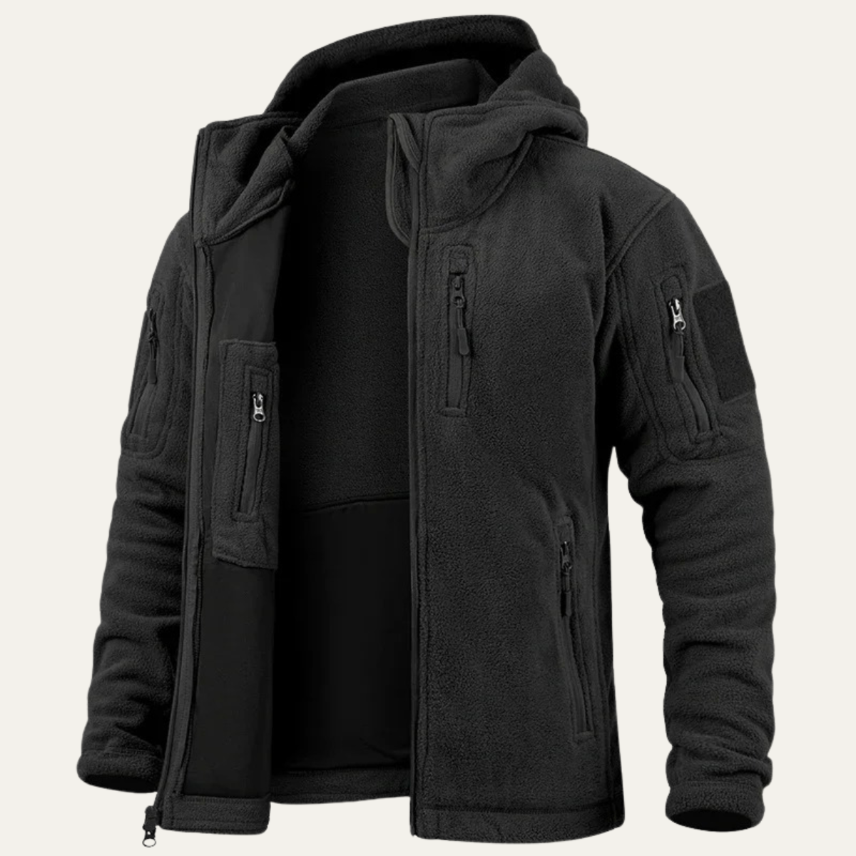 Men's Insulated Tactical Fleece Hoodie with Multiple Pockets