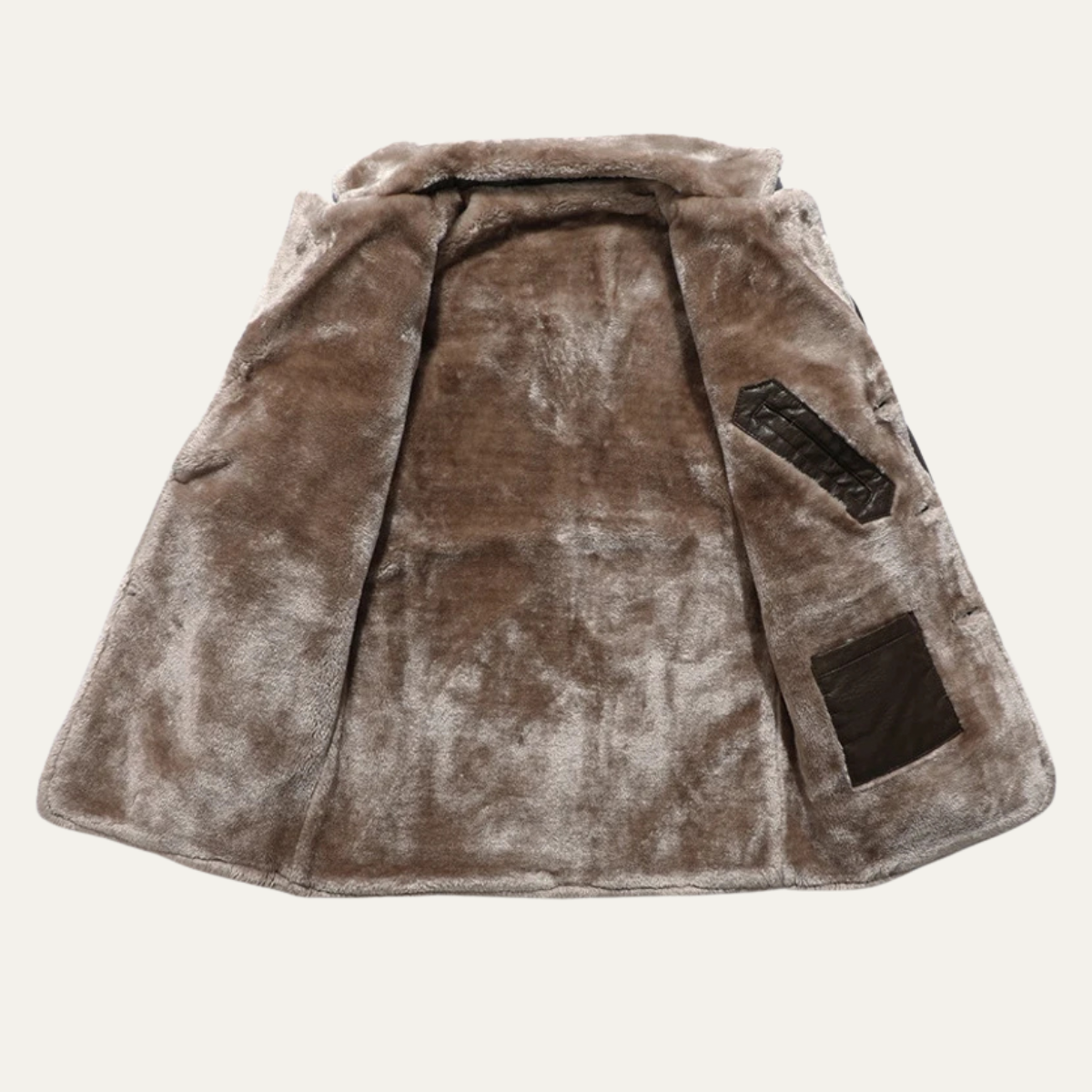Warm Men's Leather Fur Lined Winter Coat