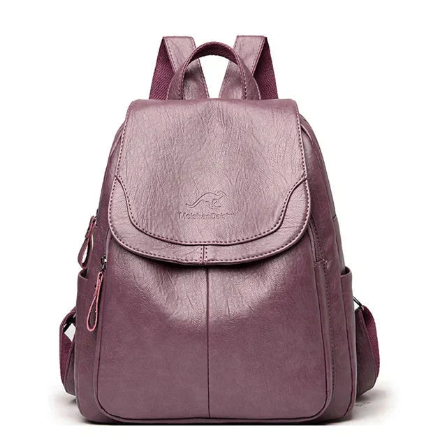 Classic Female Leather Rucksack with Elegant Design