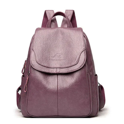 Classic Female Leather Rucksack with Elegant Design