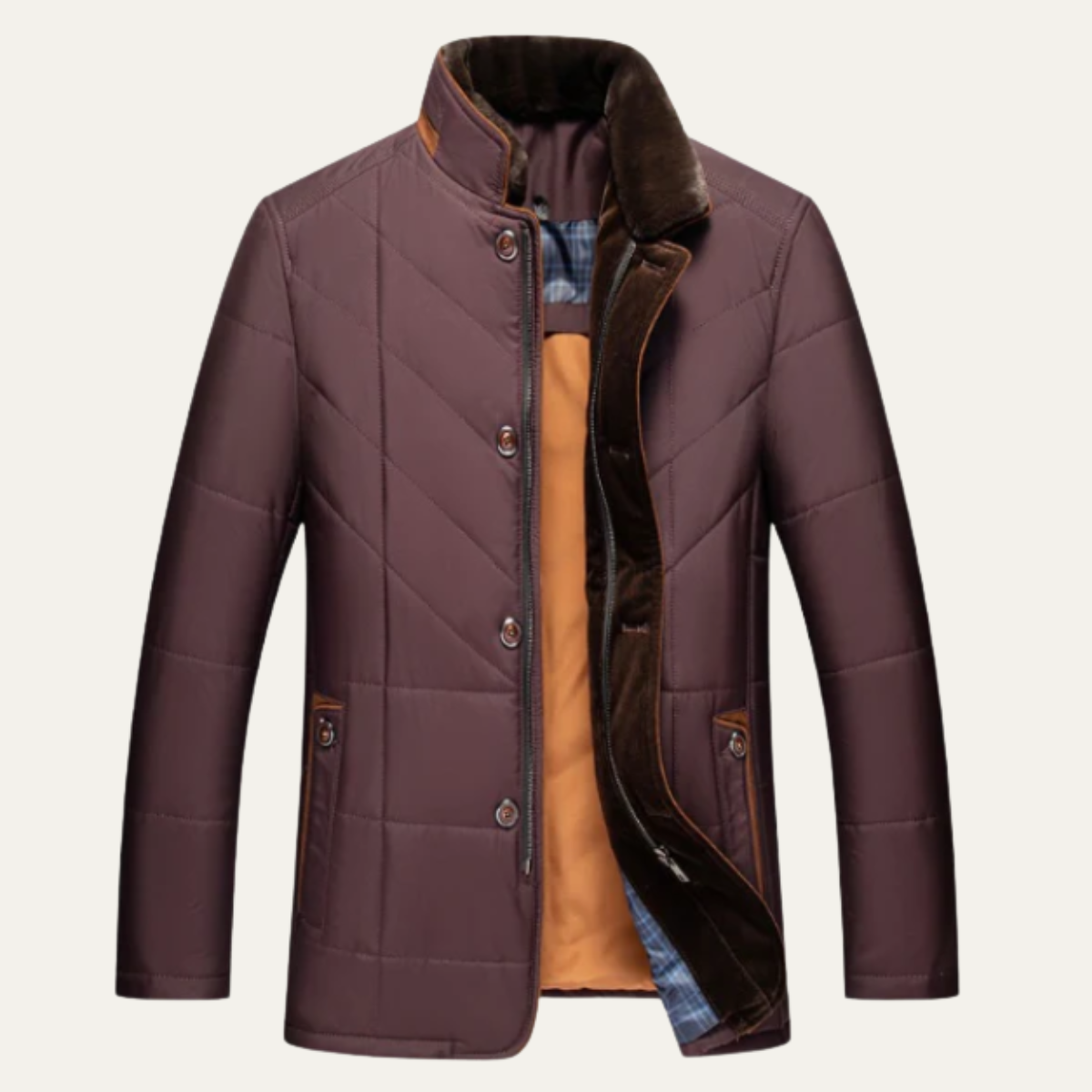 Warm Men's Quilted Padded Winter Parka Jacket