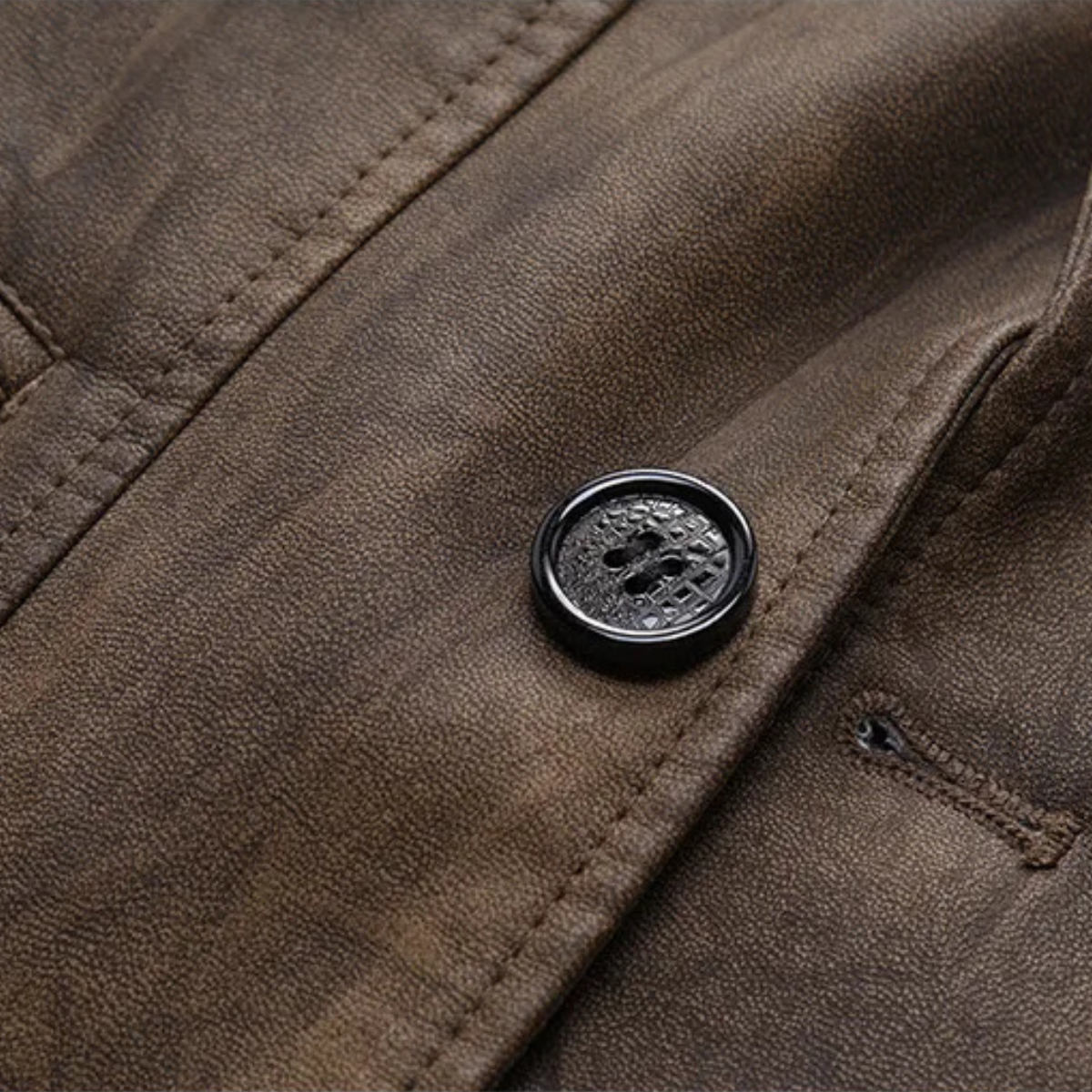 Classic Men's Brown Leather Blazer Jacket