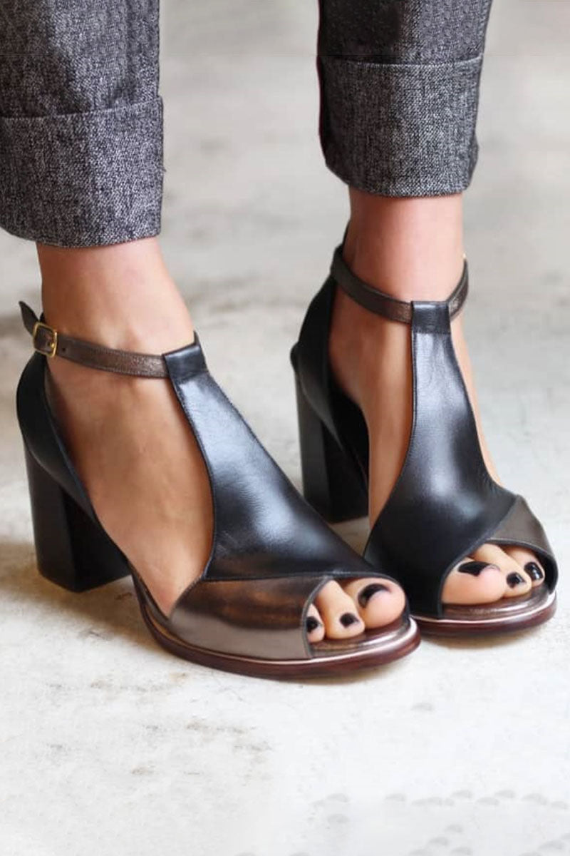 Fashion Black Ankle Strap High Heels