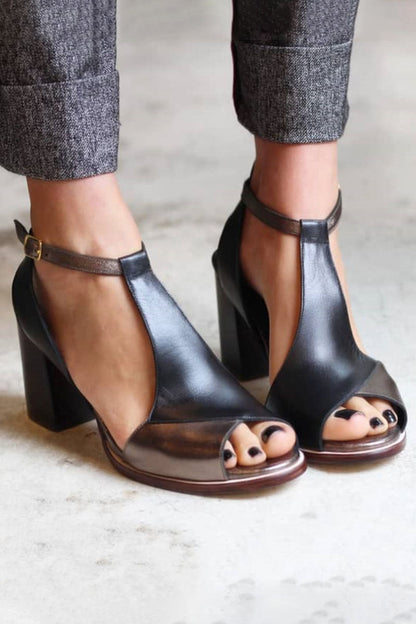 Fashion Black Ankle Strap High Heels