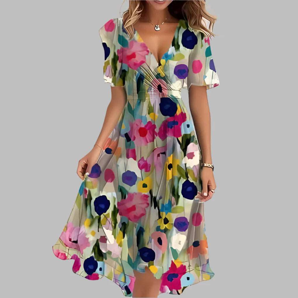Ladies Elegant Flower Print Bodycon Dress