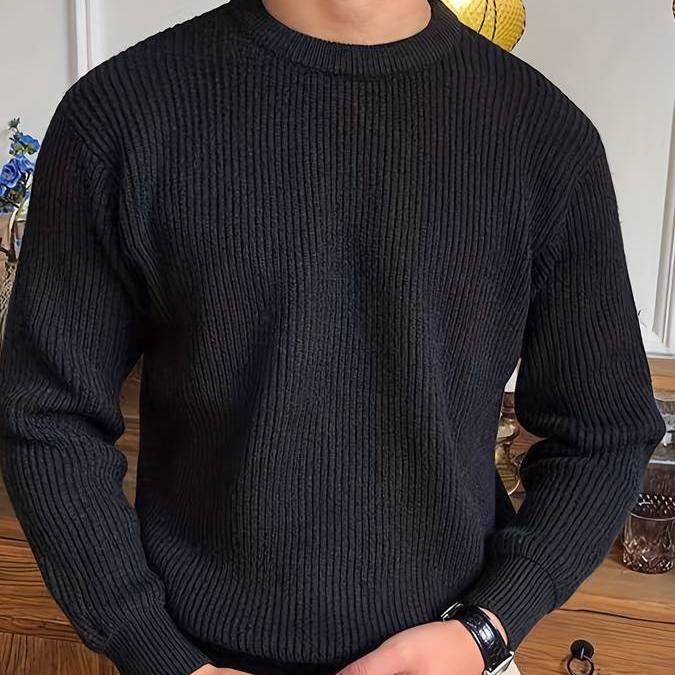 Men's Traditional Crew Neck Knit Sweater - Nocini