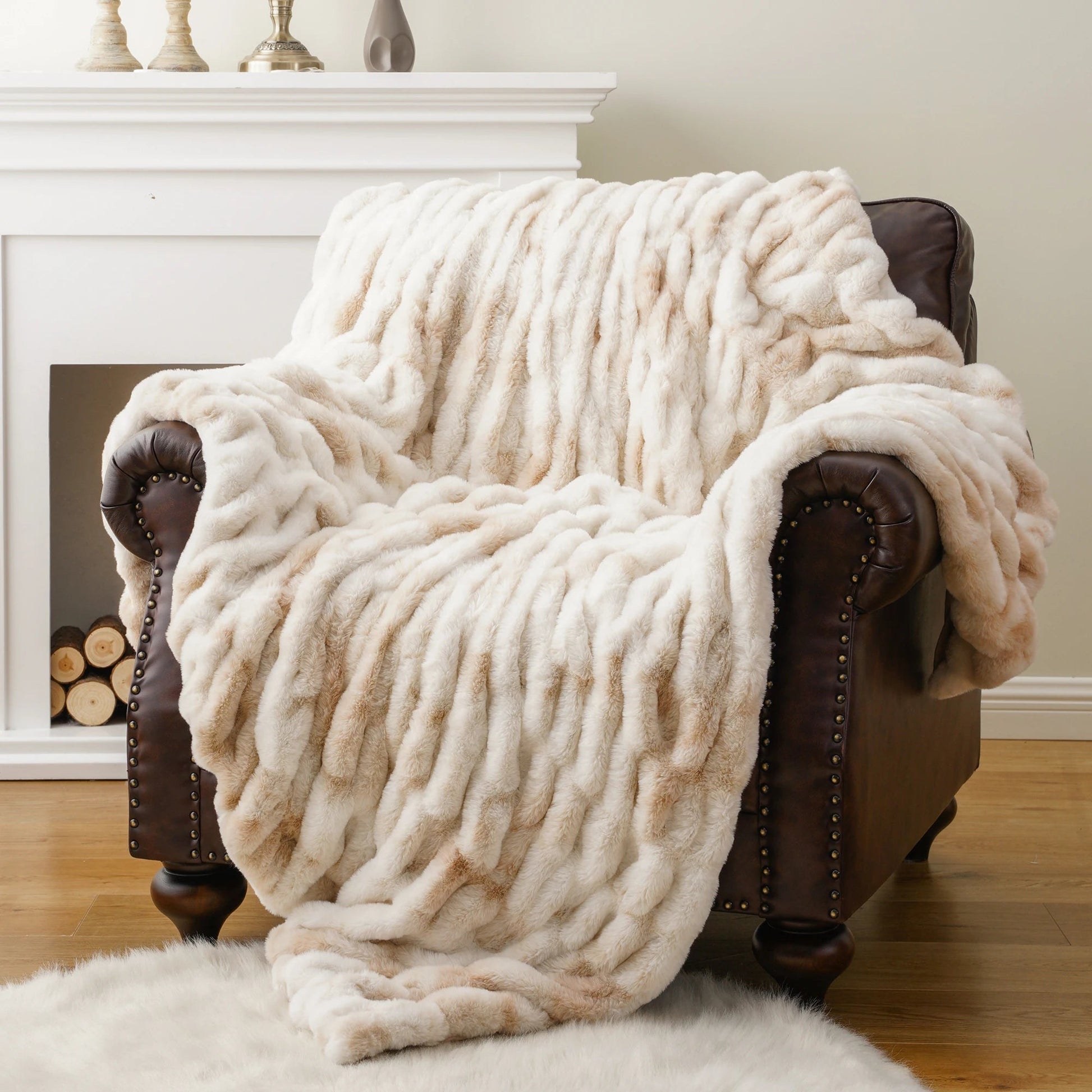 Plush Textured Throw Blanket With Quilted Design
