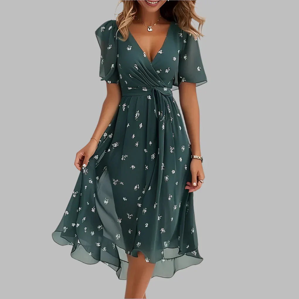 Ladies Elegant Flower Print Bodycon Dress