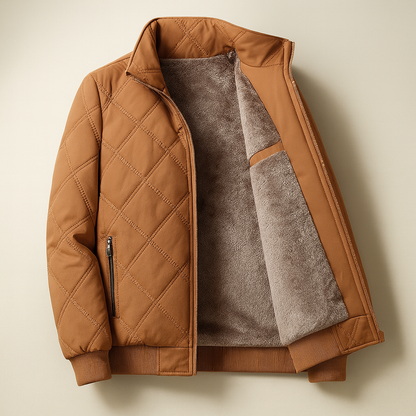 Warm Quilted Coat with Ribbed Cuffs