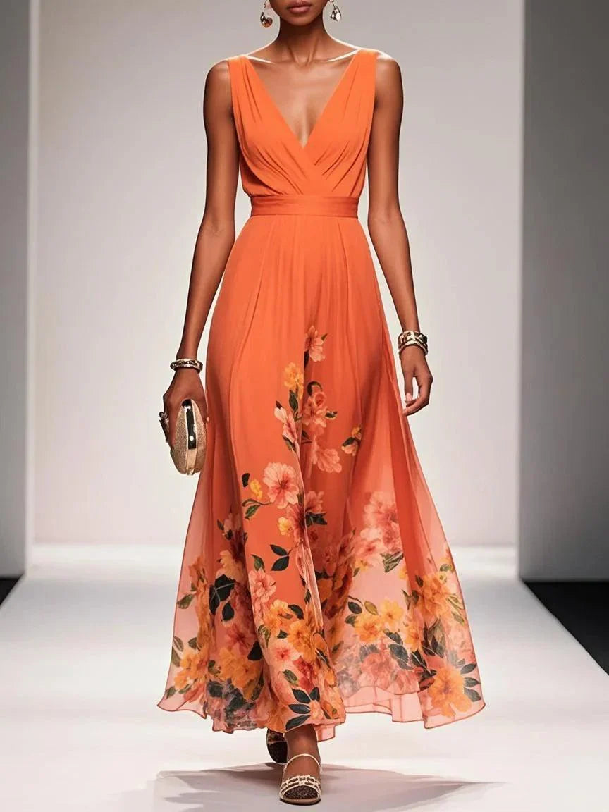 Pastel Blue Flower Maxi Dress