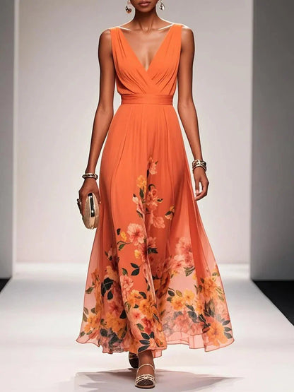 Pastel Blue Flower Maxi Dress