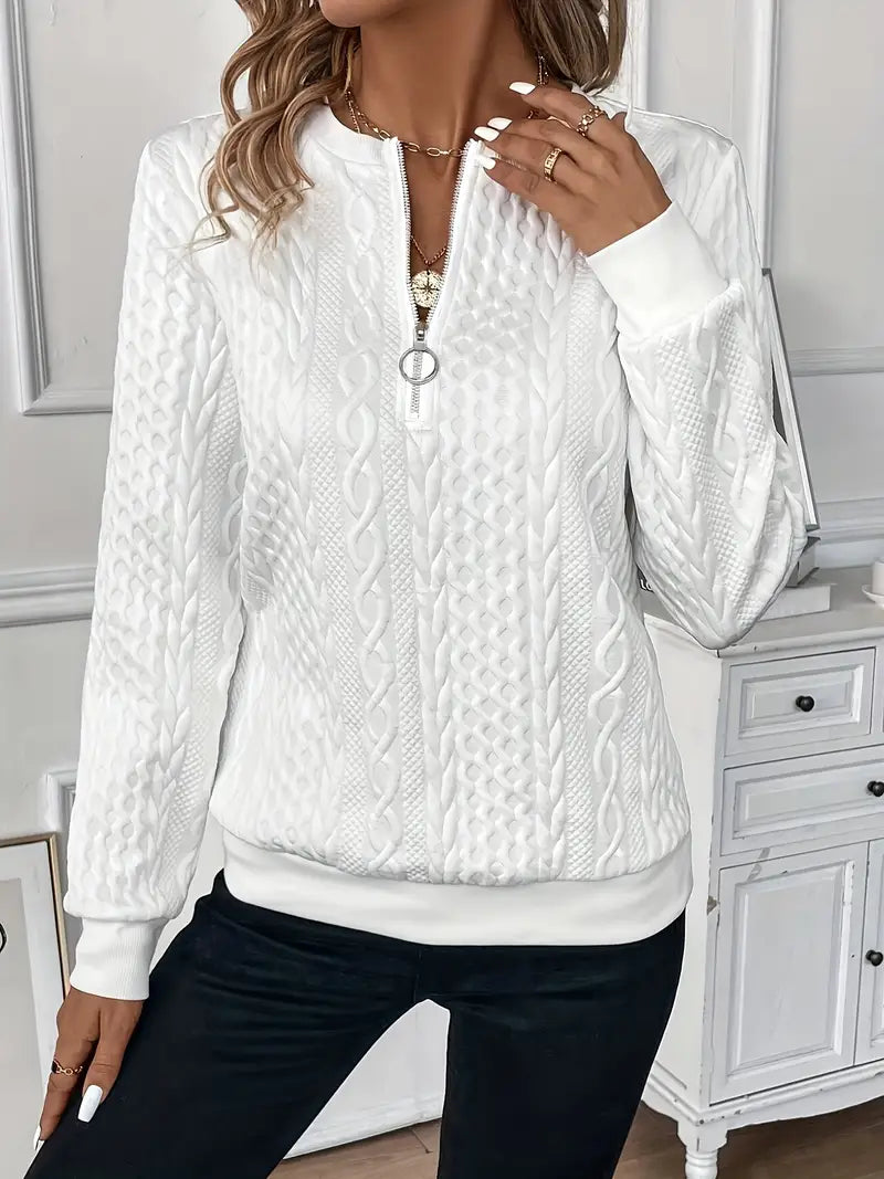 Chic Zip Front Knitted Sweater