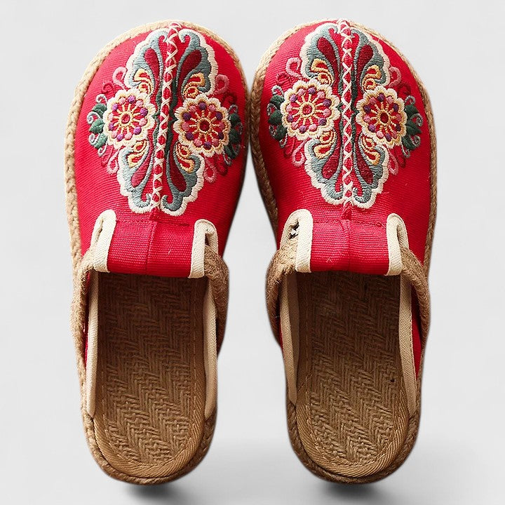Soft Floral Slip On Mule Shoes - Olytrend