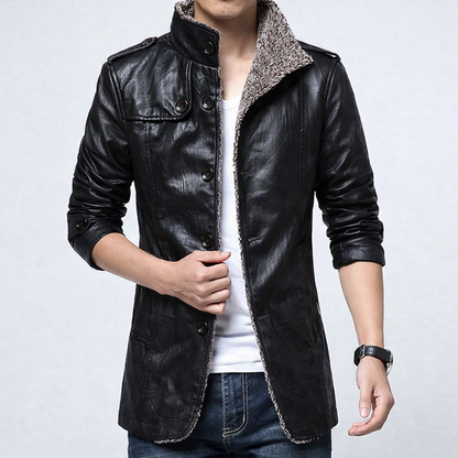Men's Faux Leather Slim Fit Biker Jacket - Nocini