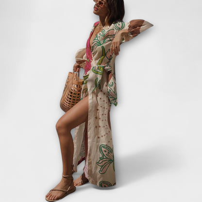 Elegant Long Tie Waist Maxi Dress